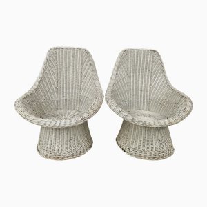Weiße Vintage Korbsessel für den Außenbereich, 1970er, 2er Set