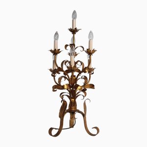 Lampe de Bureau Floral Doré attribuée à Hans Kögl, Italie, 1960s