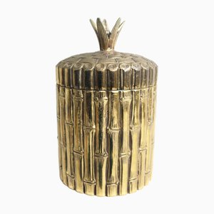 Cubitera Hollywood Regency de bambú dorado de Mauro Manetti, Italia, años 60