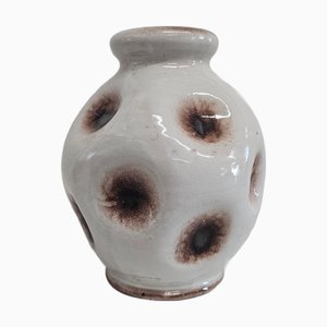 Vintage Glossy White Glazed Ceramic Vase from C.A.S Vietri, 1940s-1950s