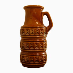 Jarrón en forma de girasol de cerámica amarilla de Scheurich, Alemania Occidental, años 70