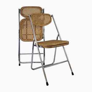 Chaises Pliantes en Rotin, 1970s, Set de 2