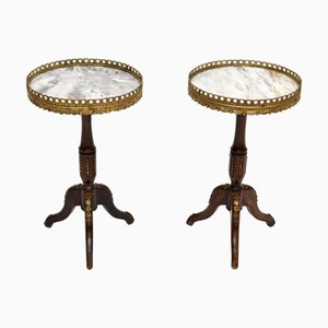 French Marble Top Wine Tables, 1930s, Set of 2