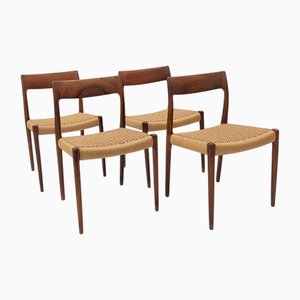Model 77 Chairs by Niels Møller for J. L. Møllers, 1960s, Set of 4