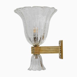 Applique Style Art Déco en Laiton et Verre Murano de Barovier & Toso, 1940s