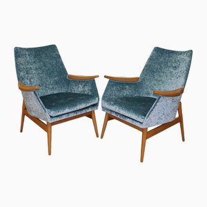 Mid-Century Velvet Armchairs, 1960s, Set of 2