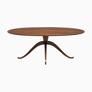 Oval Dining Table in Walnut attributed to Franco Buzzi, Italy, 1940s