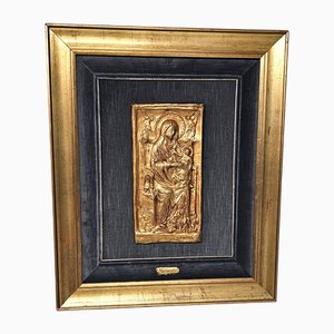 Mercury-Gilded Bronze Bas-Relief of Madonna and Child by Tommaso Gismondi, 1988