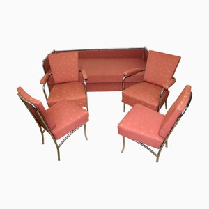 Vintage Sofa, Chairs and Armchairs, 1950s, Set of 5
