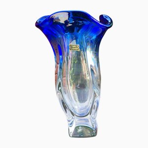 Vase Bohème en Cobalt de Egermann, 1950s