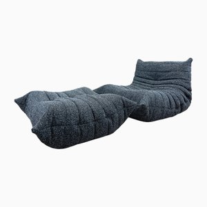 Set of Black and White Togo Lounger and Ottoman, 2000s