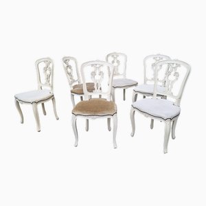 Lackierte Louis XV Stühle im Barockstil, 6 . Set