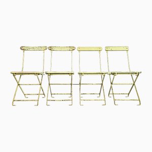 English Green Pavilion Folding Chairs, 1950s, Set of 4