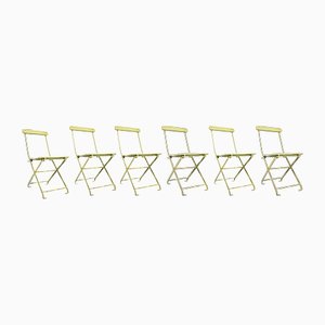 English Green Pavilion Folding Chairs, 1950s, Set of 6
