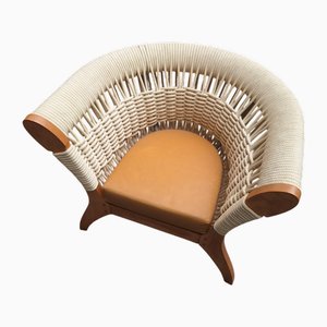 Armchair in Light Wood and Cord from Driade, 1990s