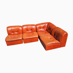 Canapé Modulable en Eco-Cuir Marron, 1970s, Set de 5