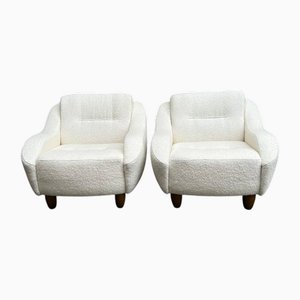 Torino Armchairs in Mohair and White Bouclé with Sinuous Armrests, 2000s, Set of 2