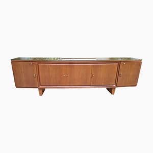 Großes Nussholz Sideboard mit Messinggriffen, 1940er