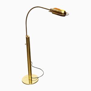 Lampada da terra Exe vintage in stile Hollywood Regency in ottone di Florian Schulz, Germania, anni '70
