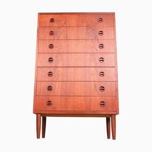 Mid-Century Modern Chest of 7 Drawers in Teak, Denmark, 1960s