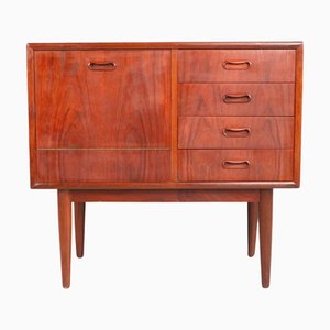 Teak Cabinet with Drawers and Drop-Down Door, Denmark, 1960s