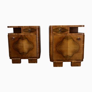 Art Deco Bedside Tables, Czechoslovakia, Set of 2