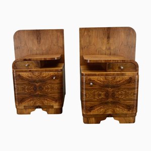 Art Deco Bedside Tables, Czechoslovakia, Set of 2