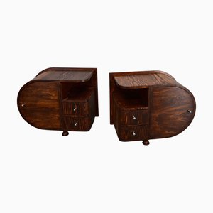Art Deco Bedside Tables, Czechoslovakia, Set of 2