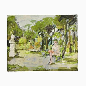 Franco Marzilli, Ballerina in the Park, Oil Painting, 1970s