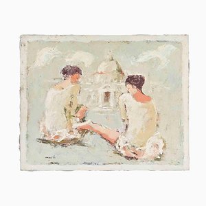 Franco Marzilli, White Ballerinas, Oil Painting, 1970s