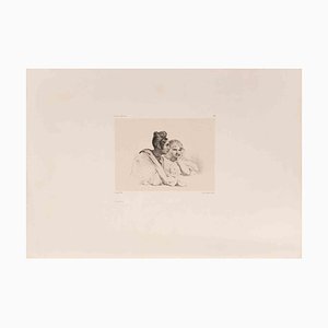 Léon Cogniet, The Attention, Etching, 19th Century