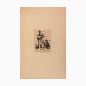 Theodor Aman, Musicians, Etching, Late 19th Century