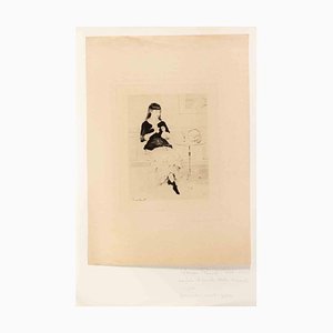 Lucien Renout, The Girl, Etching, Late 19th Century