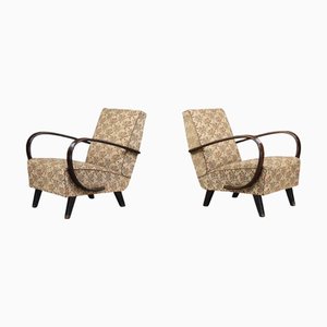 Set of Patinated Bentwood Chairs by Jindřich Halabala, 1940s