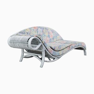 Vintage Floral Rattan Daybed by Flechtatelier Schütz, 1980s