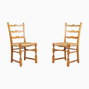Suite de Chaises Provincial en Chêne et Jonc, France, 1960s