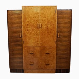 Armoire Art Déco pour Gentleman en Ronce de Noyer de Vesper Furniture, 1930s
