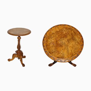 Antique Marquetry Burr Walnut Pedestal