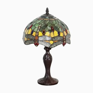 Lampada da tavolo vintage a forma di libellula in stile Tiffany
