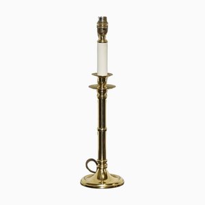 Vintage English Georgian Style Brass White Table Lamp