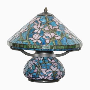 Art Nouveau Floral Lamp in Tiffany Style Stained Glass