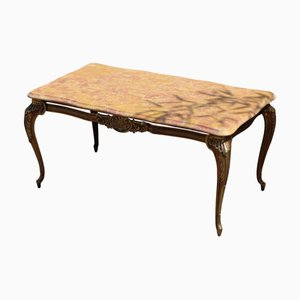 Table Basse Vintage en Marbre et en Laiton, France