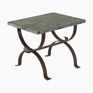 Art Deco Side Table in Wrought Iron and Marble, 1950s