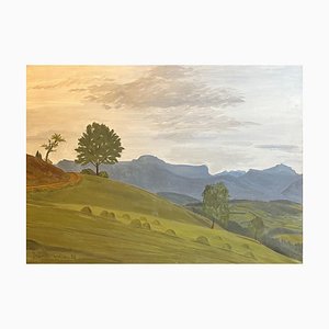 Jean Verdier, Twilight on Parmelan and La Tournette, Huile sur Toile