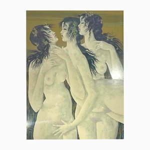 Denyse Willem, The Secret 3 Naked Women / Nymphs, 1970s, Aquarelle