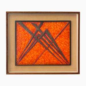 Antonio Secci, Composition Abstraite Brutaliste, Technique Mixte sur Panneau, 1969