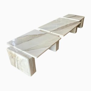 Tavolini da caffè modulari in marmo di Carrara di Mario Bellini, Italia, anni '70, set di 7