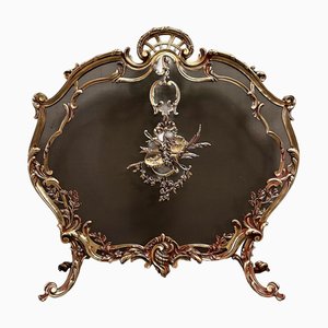 French Rococo Bronze Fire Screen from Bouhon Freres, 1880s