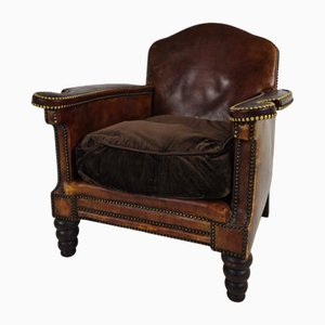 Antique Leather Club Chair with Studs