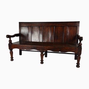 Georgian Oak Settle Bench, 1790s